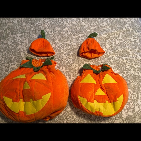 TWO Pottery Barn Kids Glow in the Dark PUMPKIN costumes: Sizes: 2T and 4-6 Kids - Picture 1 of 4